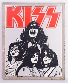 1970's Kiss Rock Group Music Carnival Mirror with Metal Frame