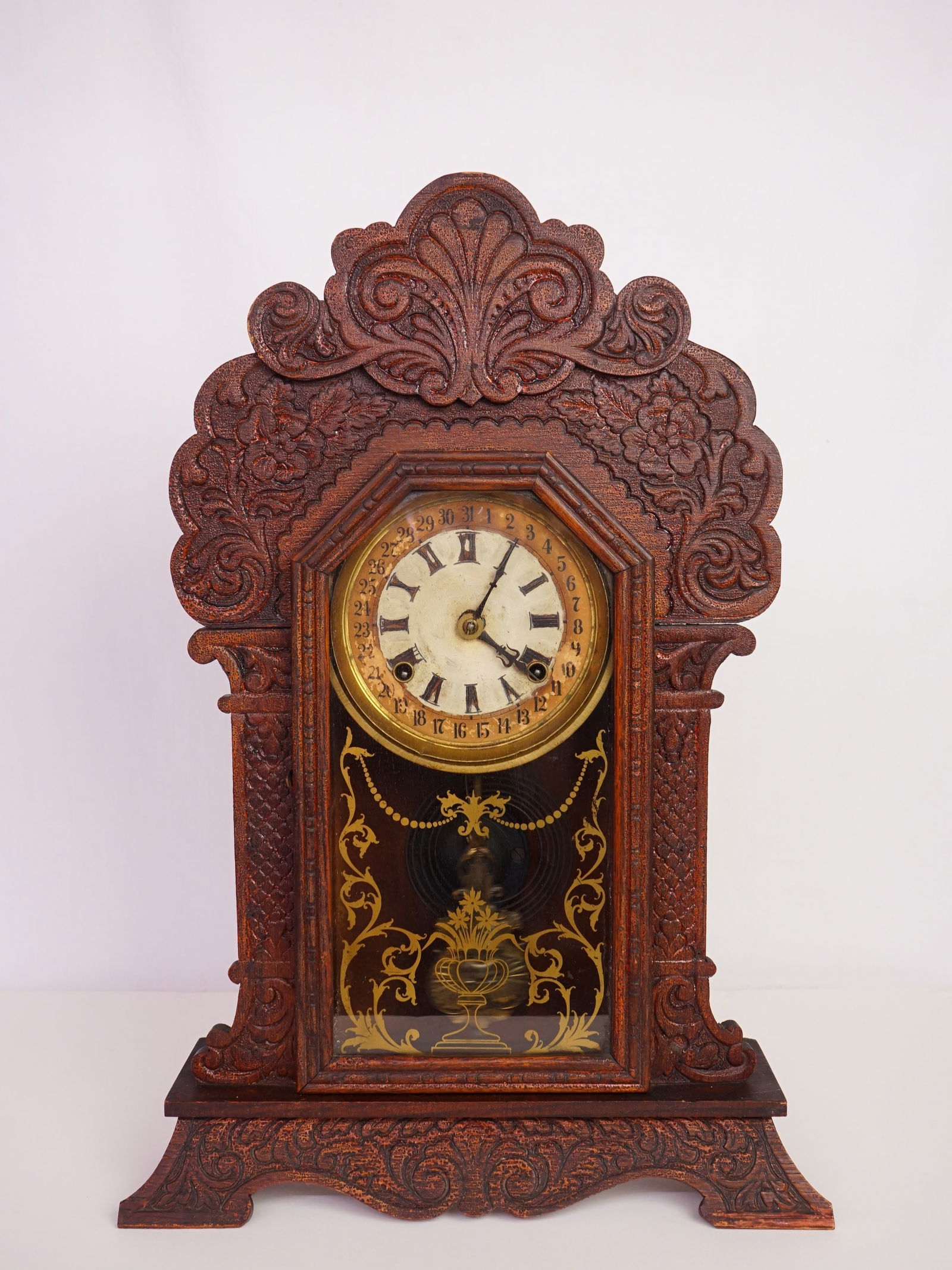 Antique Waterbury Clock Company Wood Case Shelf Clock (1 of 6)