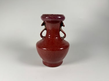 Chinese Red Flambe Porcelain Vase,Qing Dynasty