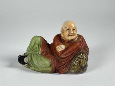 Chinese Famille Rose Gilt Figure Of Luo Han,18th Century
