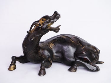Chinese Bronze Mythical Beast Statue, Qing Dynasty