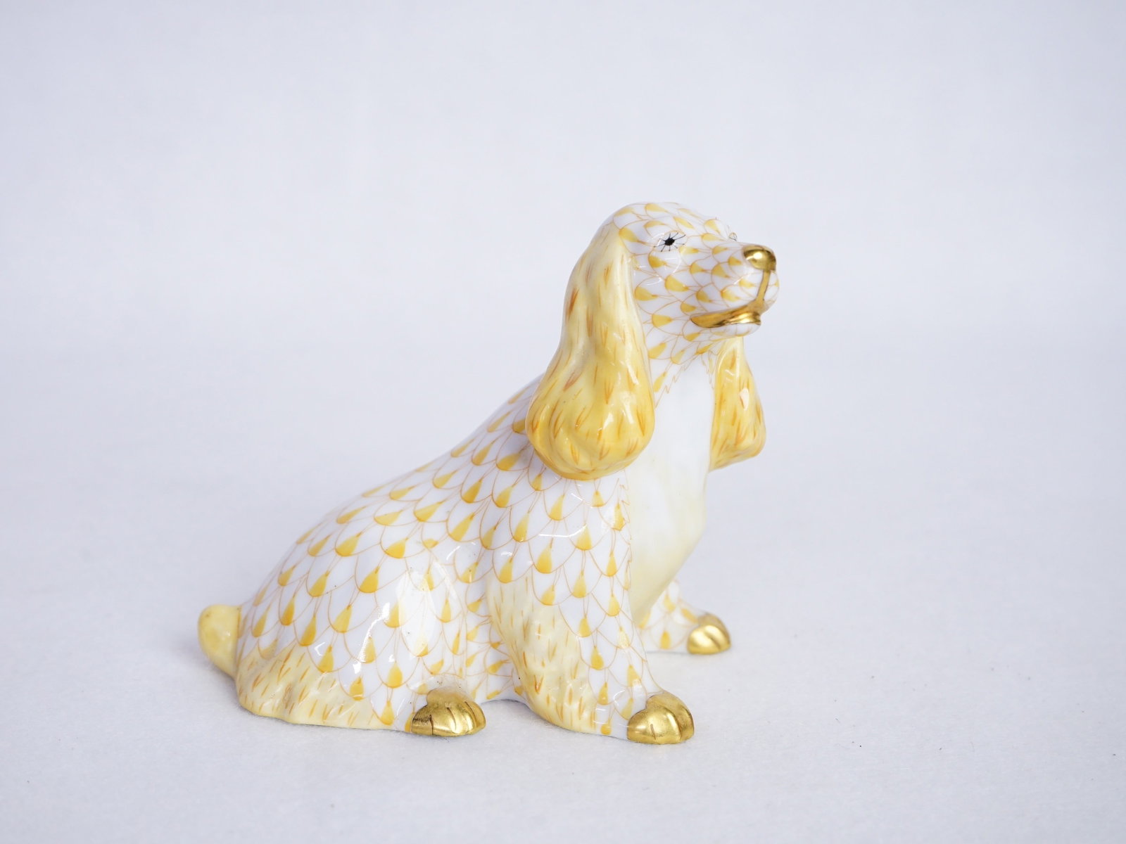 Herend Spaniel Sitting: Approximate size: 4" w x 3.25" h Shipping: We offer in-house shipping services for most small items. This means that we will take care of packing and shipping the items directly to you. For larger or 