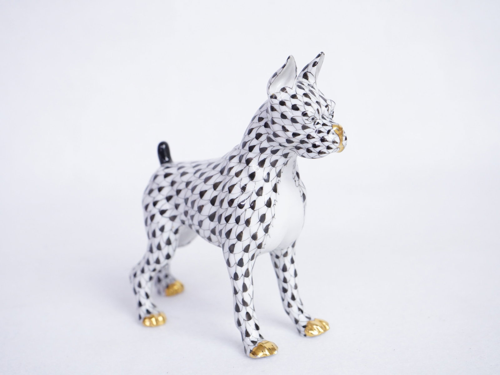 Herend Boxer Dog: Approximate size: 4.5" h x 1.5" w x 4.75" l Shipping: We offer in-house shipping services for most small items. This means that we will take care of packing and shipping the items directly to you. For