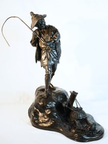 Japanese Meiji Period Bronze of A Fisher
