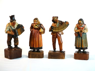 Italian Folk Art Anri Wooden  Hand Carved Figurines