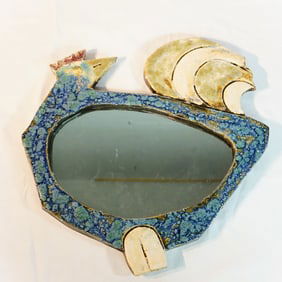 Ceramic Bird Mirror Signed Les Argonautes