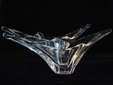 Daum France Monumental Crystal Glass Centerpiece Art Glass Bowls
