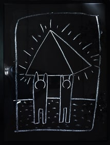 Keith Haring "Untitled "(Subway Drawing) Chalk on Black Paper