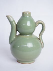 Chinese Longquan Celadon Double-Gourd Ewer,Yuan/Ming Dynasty