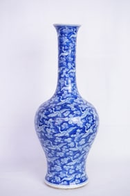 Chinese Blue and White 'Hundred Cranes' Bottle Vase