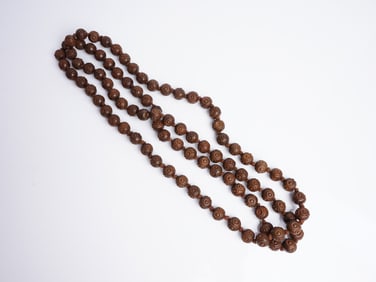 Chinese Carved Wood Beads Necklace