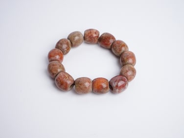 Chinese Carved Jade Beads Bracelet,Hongshan Culture