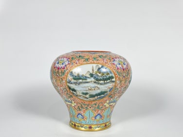 Chinese Famille Rose Enameled Porcelain Vase, Qinglong Mark