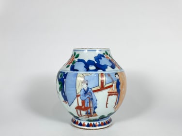 Chinese Wucai Porcelain Jar ,Kangxi,Qing Dynasty
