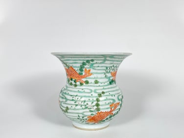 Chinese Famille Verte Residue Jar  with Double Circle Mark