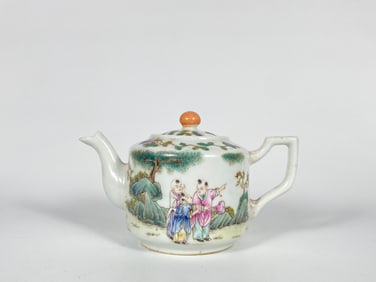 Chinese Famille Rose Porcelain Figural Teapot