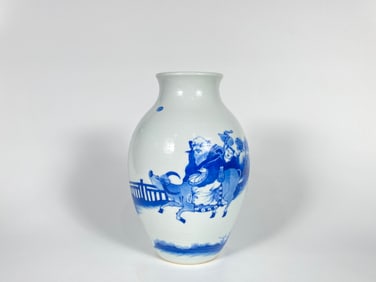 A Chinese Blue and White 'shoulao' Vase