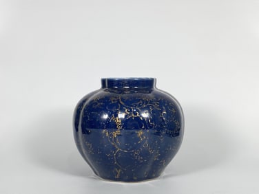 Chinese Blue-Glazed and Gilt Porcelain Ginger Jar