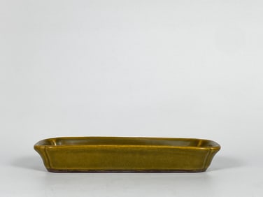 Chinese Tea-Dust Glazed Porcelain Plate, Qianlong Mark