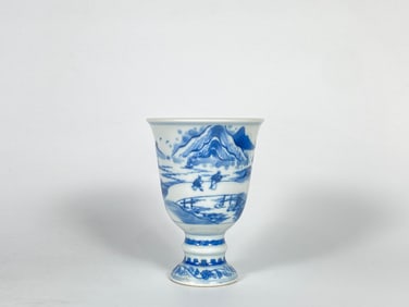 A Underglazed Red and Blue Stem Cup,Kangxi Mark