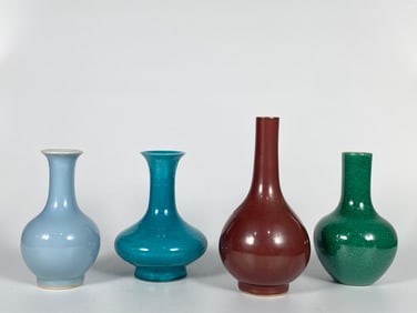 A Group of Four Chinese Monochrome Glazed Vases