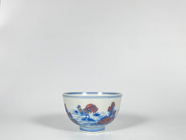 Chinese Underglazed Red and Blue 'Chicken' Bowl, Chenghua Mark