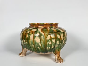 A Sancai-Glazed Pottery Tripod Censer