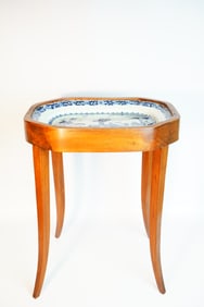 Chinese Blue and White Plate Side Table, Early 19th Century