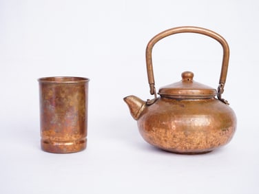 Copper Tea Kettle with Cup