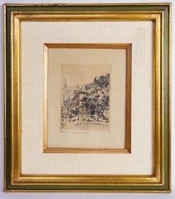 Anton Schütz (1894-1977) "Bonn-Beethovenhaus" Original Etching