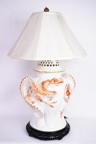 Meissen Limited Edition Red Dragon Vase Lamp