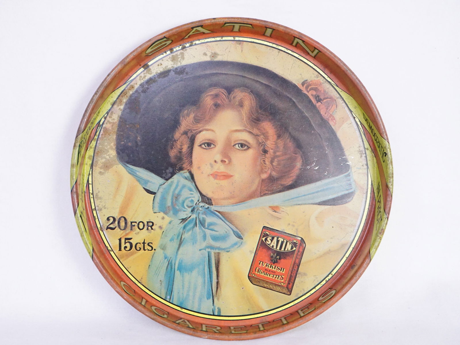 Vintage Tin Satin Cigarettes Serving Tray (1 of 3)