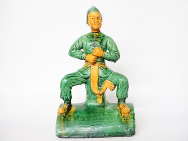 Chinese Sancai Glazed 'Figure' Roof  Tile,Ming Dyansty