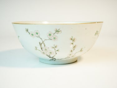 Chinese Famille Rose Porcelain Bowl with Plum, Orchid, Bamboo, and Chrysanthemum ,Qing Dynasty