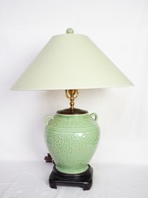 Chinese Celadon-Glazed Vase Lamp