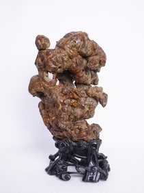 Chinese 'Scholar's Rock-Imitation' Burlwood Sculpture,Qing Dynasty