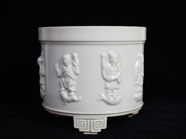 Chinese White Glazed 'Eight Immortals'Censer