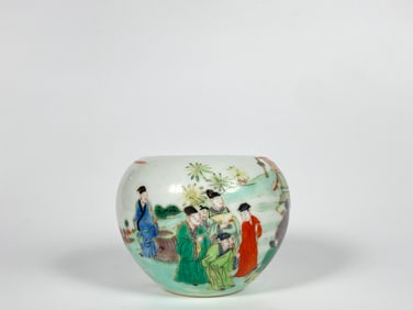 Chinese Famille Verte 'officials' Porcelain Water Pot