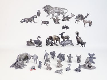Group of 35 Vintage Pewter Mini Animals
