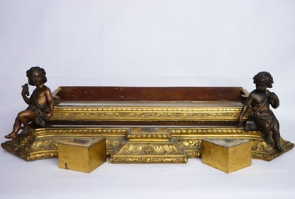 Rare Large Heavy Brass Case Part For A French Mantel Clock,19th Century
