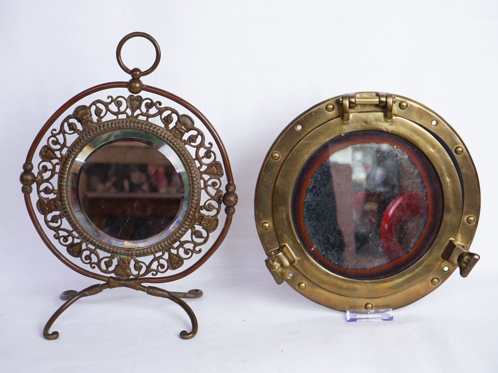 Lot of 2 Vintage Brass Mirrors (1 of 8)