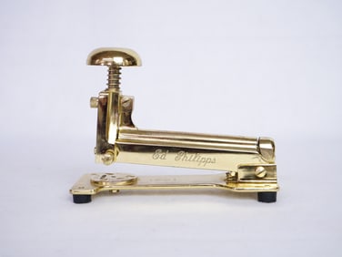 Vintage Spanish El Casco M15 Desk Stapler with 23K Gold Plated
