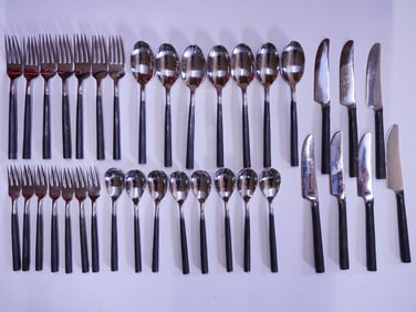 Set of 36 Vintage Burnished Rustic Flatware
