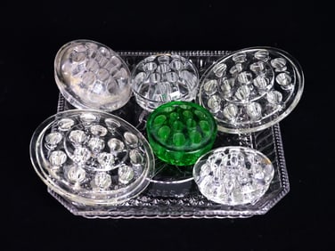 Group of Vintage Glass Flower Frogs and Plate