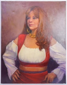 Vintage Oil on Canvas ,Portrait of A Woman