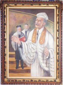 Vintage Oil on Canvas,Rabbis