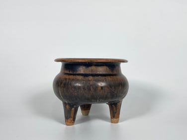 A Small Russet- Splashed Tripod Censer