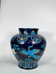 A Large and Very Rare Ming Fahua 'Peacock' Jar