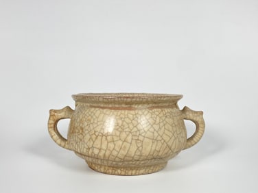 Chinese Ge-Type Handle Porcelain Censer