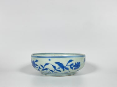 Chinese Blue and White 'Phoenix and Floral' Porcelain Bowl